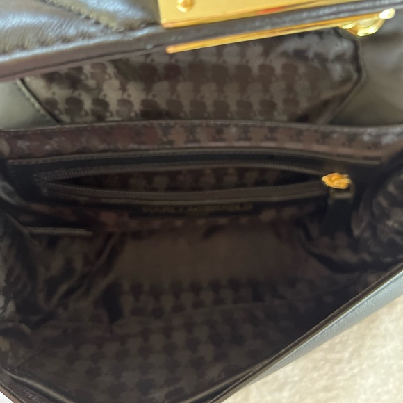 Karl Lagerfeld Bags Karl Lagerfeld Paris Lara Quilted Leather Shoulder Bag In Black Gold